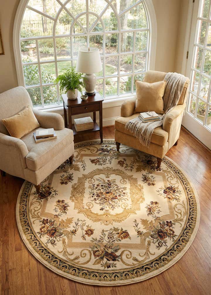 6' x 6' Classic Aubusson Round Rug
