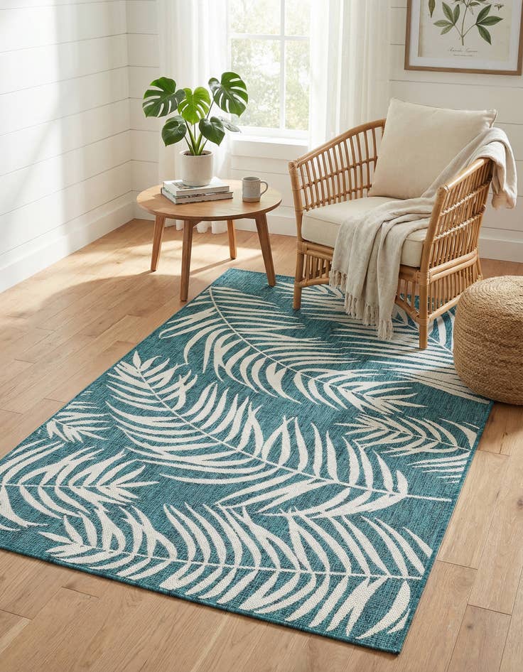 Detail image of 5' 3 x 8' Easy-Clean Botanical Indoor / Outdoor Rug