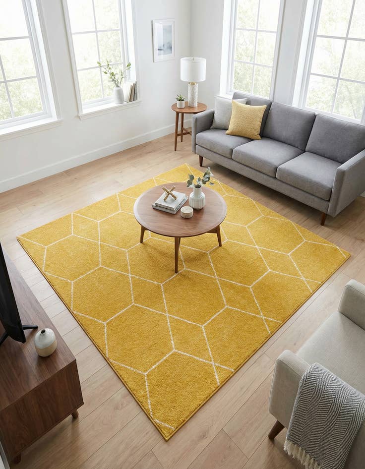 Detail image of 7' 10 x 7' 10 Lattice Frieze Square Rug