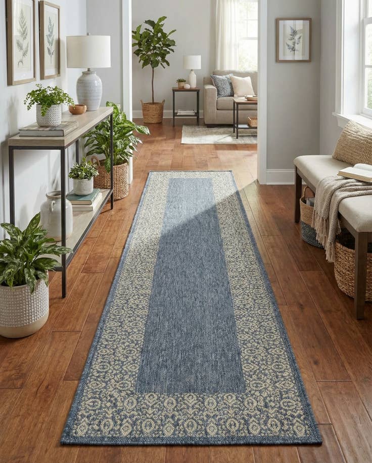 Detail image of 2' 7 x 10' Easy-Clean Border Indoor / Outdoor Runner Rug