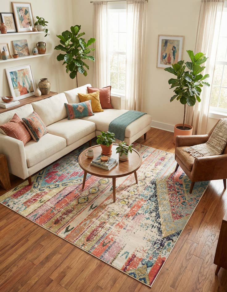 Detail image of 8' x 8'  Washable Santa Fe Square Rug