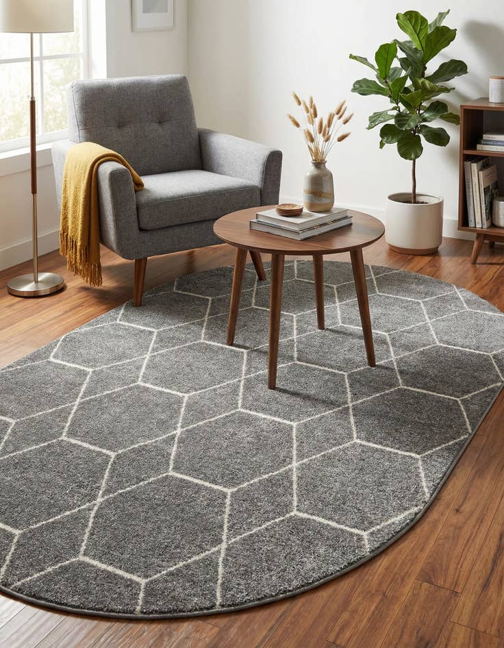 Detail image of  4' x 6' Lattice Frieze Oval Rug