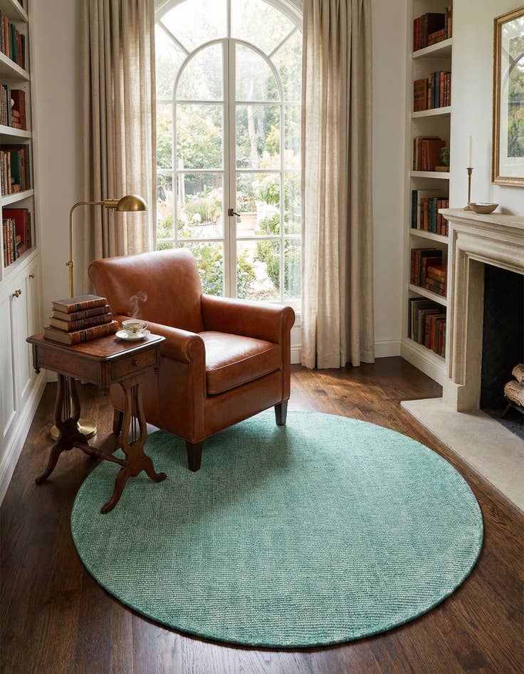 Detail image of 5' 3 x 5' 3 Hand Woven Jill Zarin English Manor Farmhouse Wool Round Rug