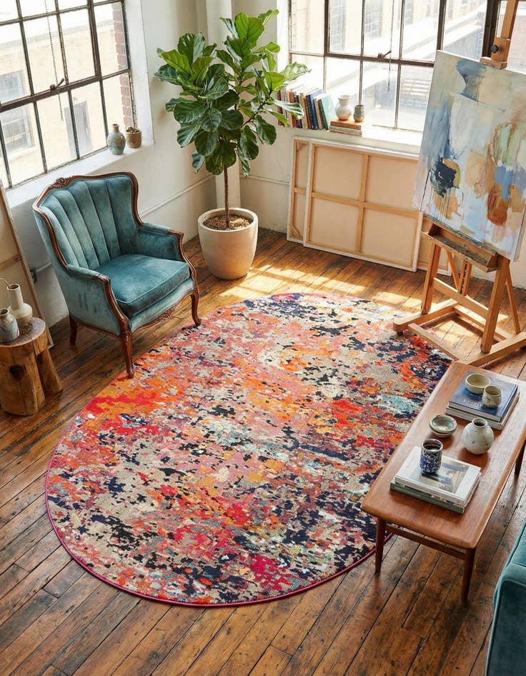 Detail image of 7' 10 x 10' Washable Vivid Oval Rug