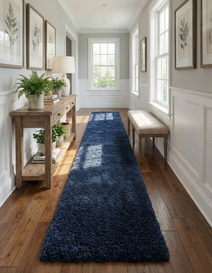 Detail image of 2' 7 x 16' 5 Solid Shag Runner Rug