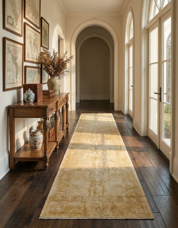 Detail image of 2' 9 x 12' 11 Hand Knotted Oushak Wool Runner Rug