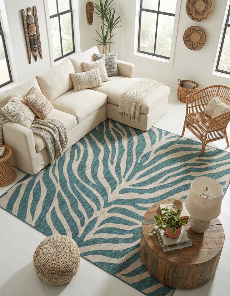 Detail image of 10' x 10' Washable Safari Indoor / Outdoor Square Rug