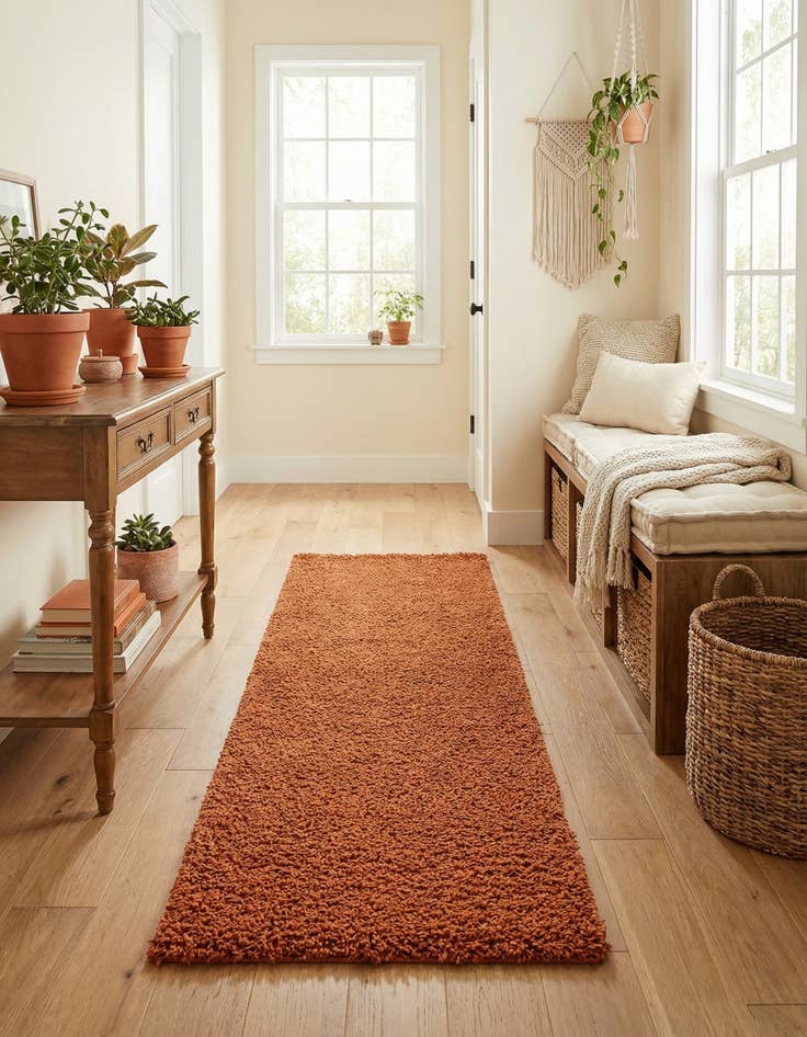 Detail image of 2' x 6' Solid Shag Runner Rug