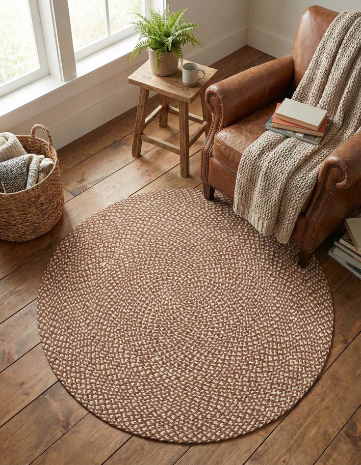 Detail image of 4' 1 x 4' 1 Handmade Tweed Braided Jute Round Rug