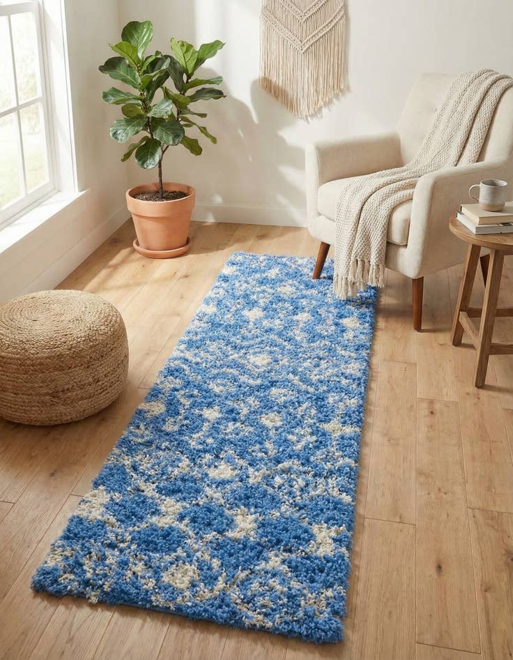 Detail image of 2' x 5' Moroccan Trellis Shag Runner Rug