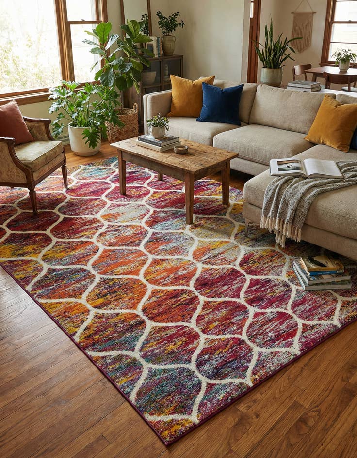 Detail image of  6' x 9' Lattice Frieze Rug