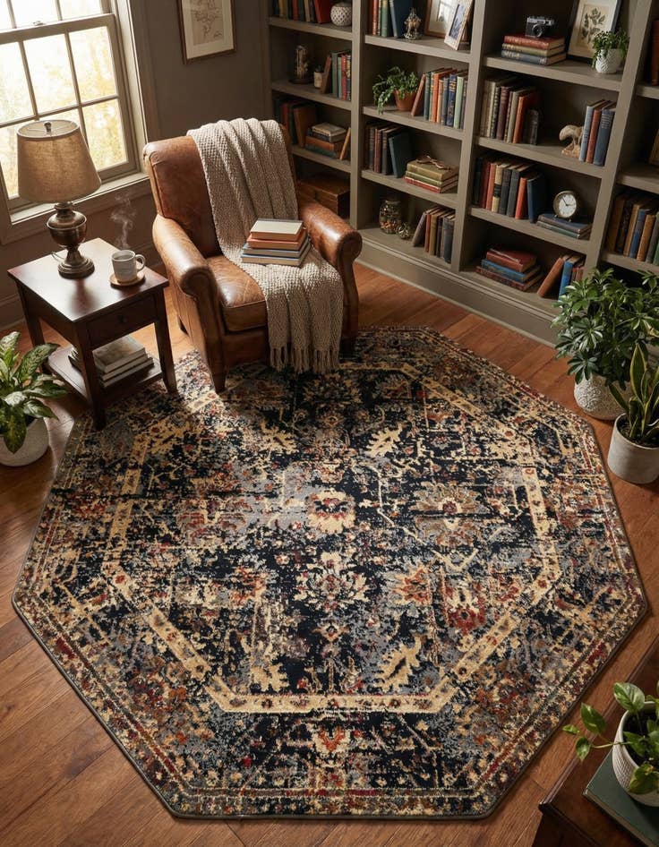 Detail image of 5' 3 x 5' 3 Saturn Octagon Rug