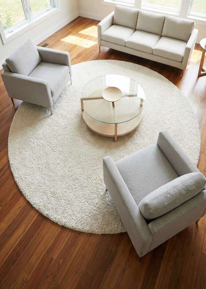 8' x 8' Solid Frieze Round Rug