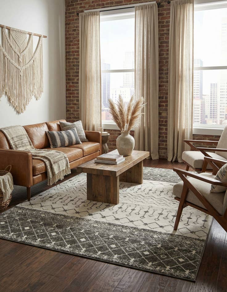 Detail image of 7' 10 x 10' Moroccan Trellis Rug