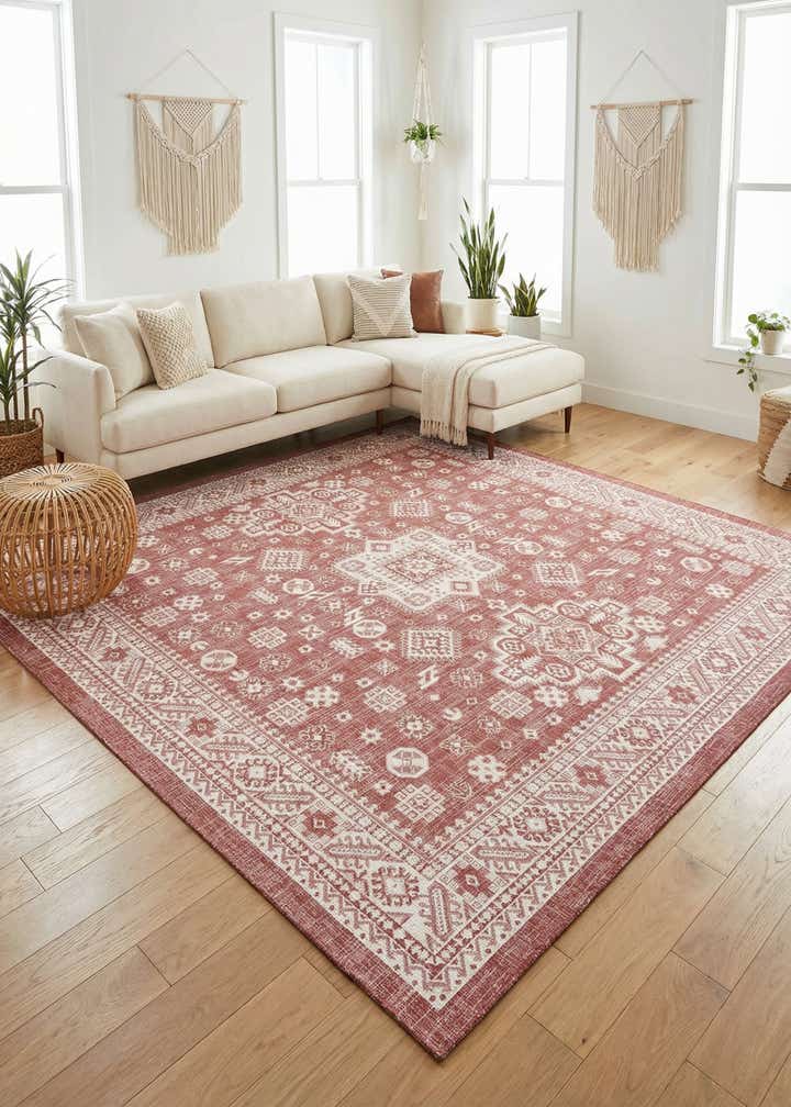 10' x 10' Easy-Clean Aztec Indoor / Outdoor Square Rug