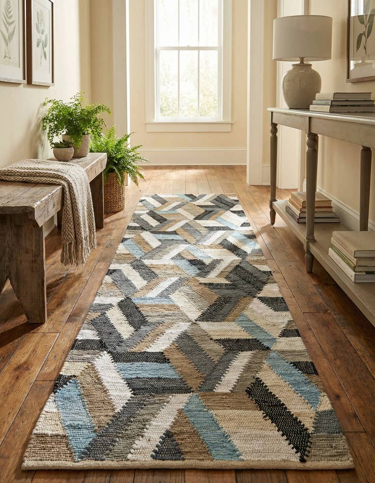 Detail image of 2' 7 x 10' Hand Braided Chindi Cotton Runner Rug