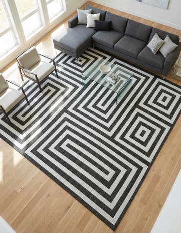 13' x 13' Easy-Clean Modern Indoor / Outdoor Square Rug