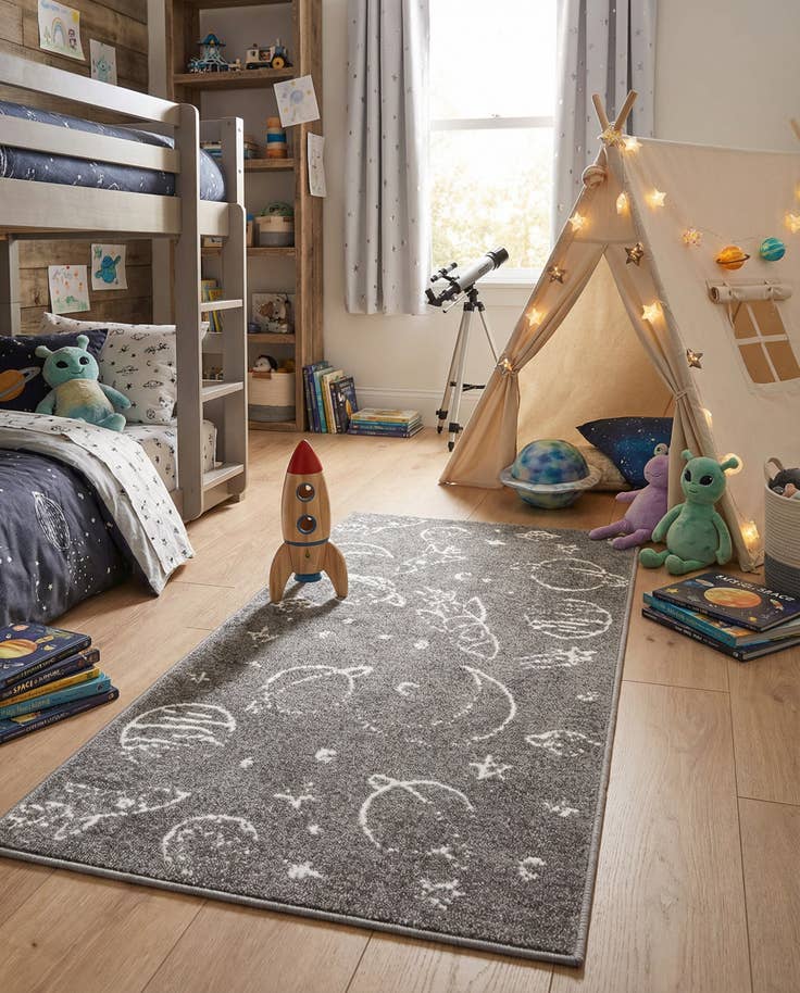 Detail image of 2' 2 x 3' 11 Planets Whimsy Kids Runner Rug