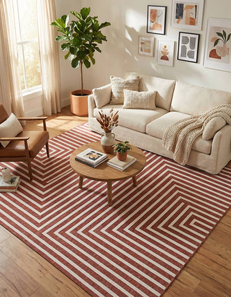 Detail image of 12' x 12'  Washable Modern Indoor / Outdoor Square Rug