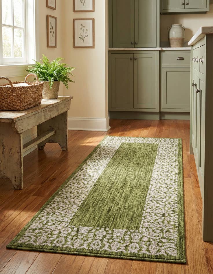 Detail image of 2' x 6' Washable Border Indoor / Outdoor Runner Rug