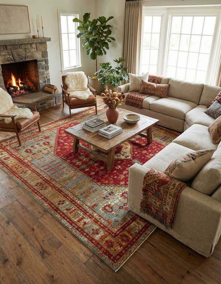 Detail image of 10' x 10' Washable Traditional Indoor / Outdoor Square Rug