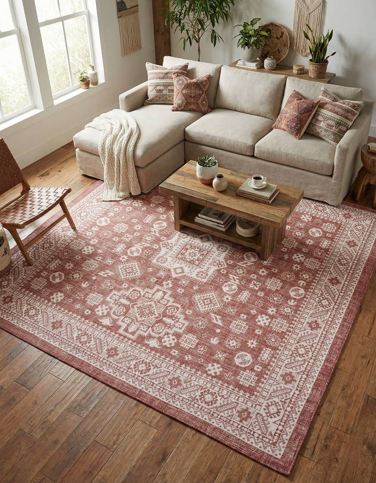 Detail image of 10' x 10' Washable Aztec Indoor / Outdoor Square Rug