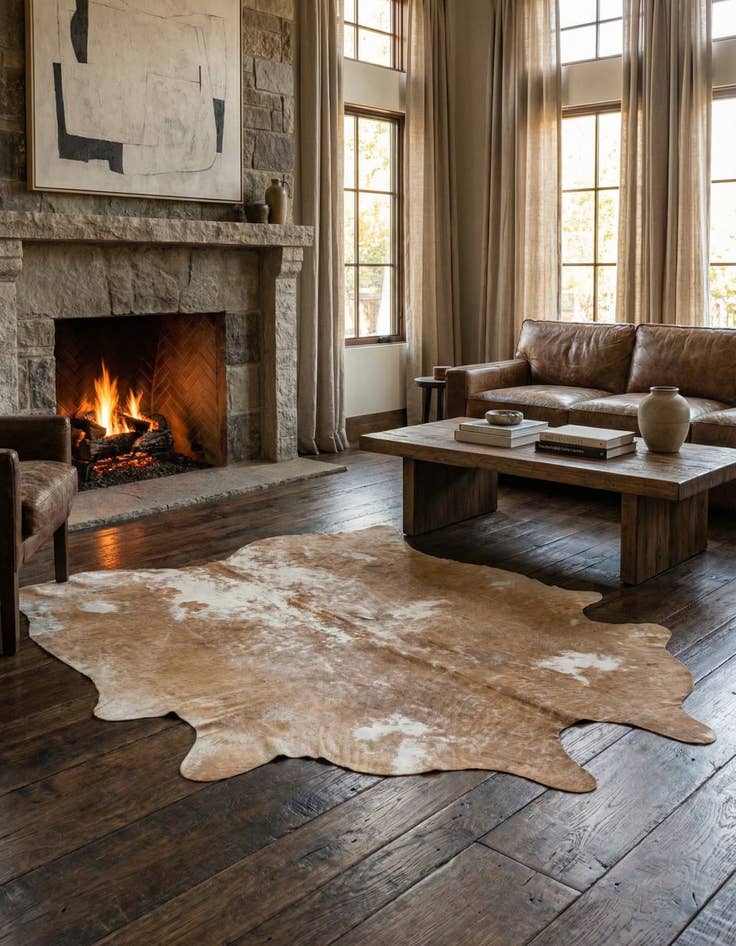 Detail image of 5' 5 x 6' 4 Cowhide Leather Rug