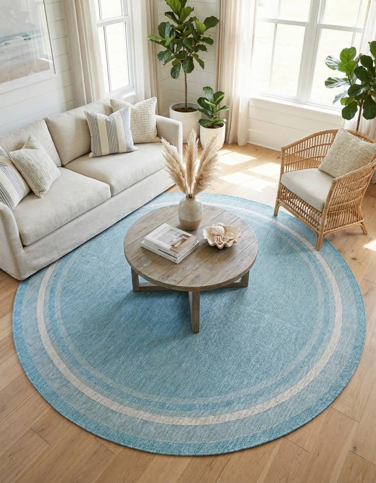 Detail image of 10' 8 x 10' 8 Washable Border Indoor / Outdoor Round Rug
