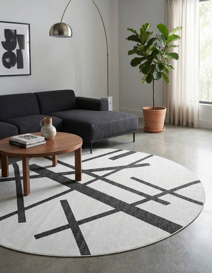 Detail image of 10' x 10' Washable Modern Indoor / Outdoor Round Rug