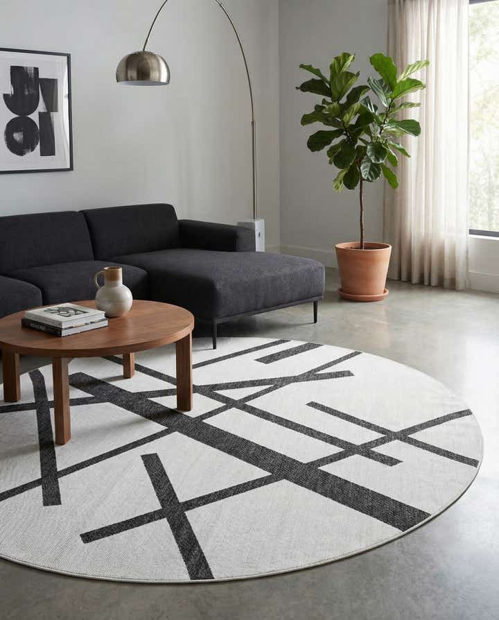 10' x 10' Easy-Clean Modern Indoor / Outdoor Round Rug