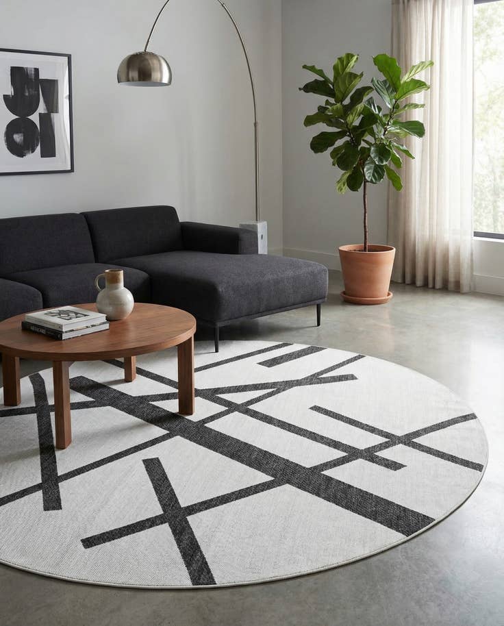 Detail image of 10' x 10' Easy-Clean Modern Indoor / Outdoor Round Rug