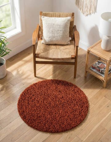 3' x 3' Solid Shag Round Rug