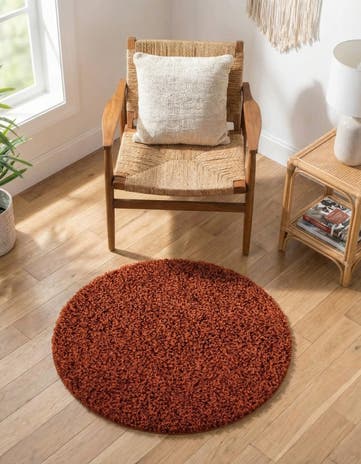 3' x 3' Solid Shag Round Rug