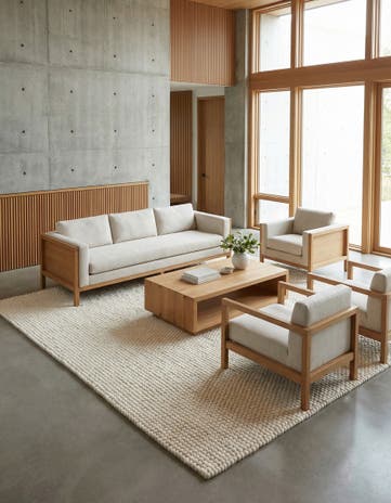 Ivory Felt Ball Wool Square Rug