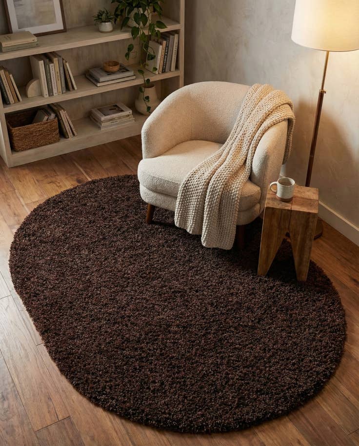 Detail image of 4' x 6' Solid Shag Oval Rug