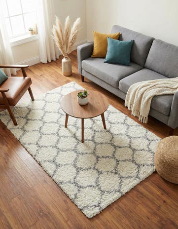 Ivory Lattice Shag Rug