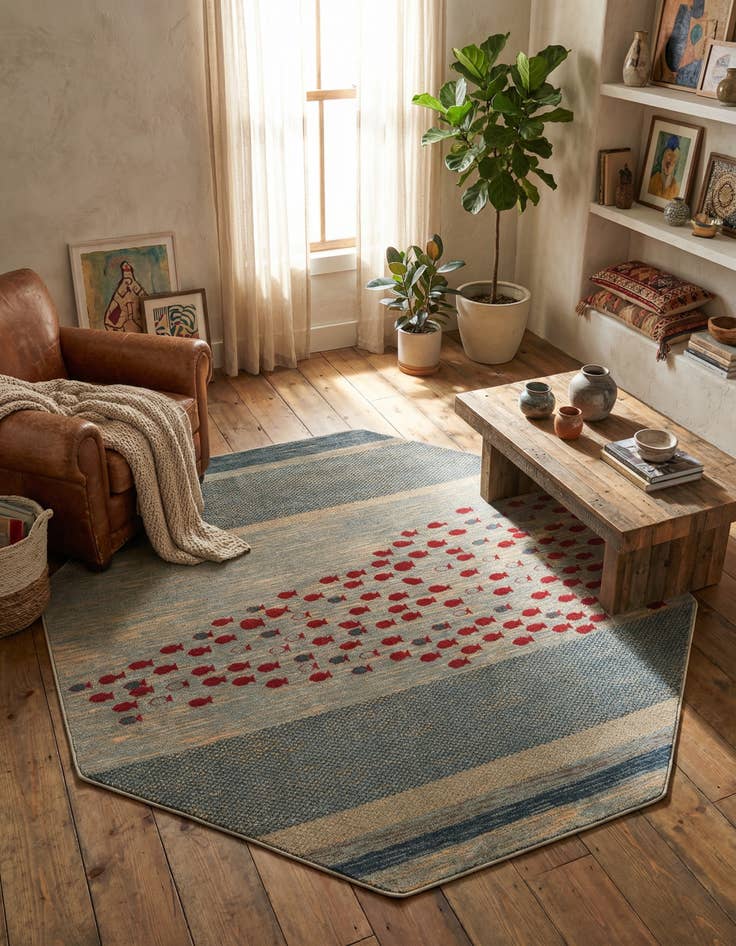 Detail image of 7' x 7' Kashkuli Gabbeh Octagon Rug