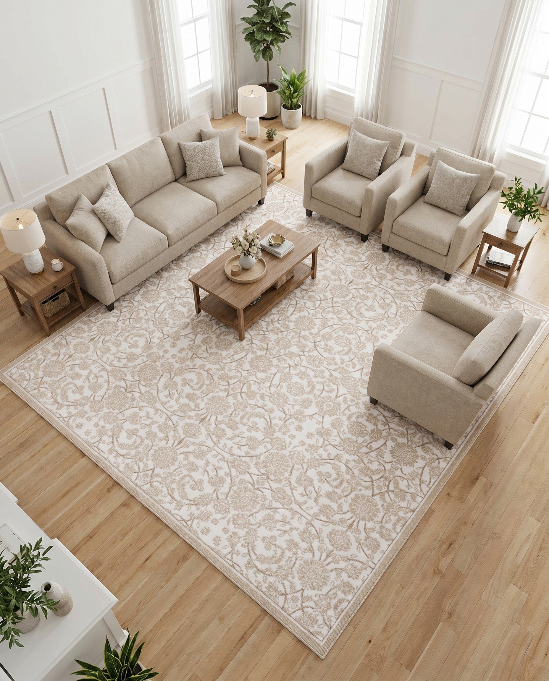 Snow White Himalaya Square Rug