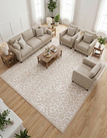Snow White Nepal Square Rug