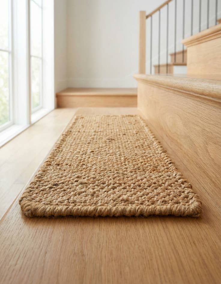 Detail image of 0' 9 x 2' 6  Hand Woven Chunky Jute Stair Rug