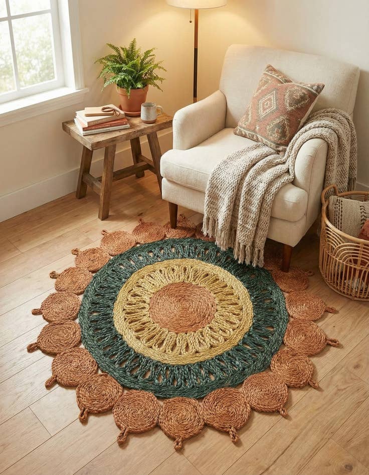 Detail image of 3' 1 x 3' 1  Hand Braided Jute Round Rug