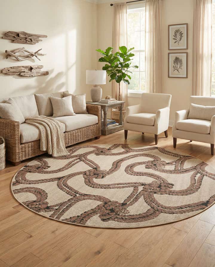 7' 10 x 7' 10 Easy-Clean Coastal Indoor / Outdoor Round Rug