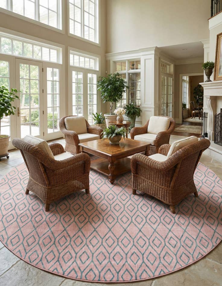 Detail image of 13' x 13'  Washable Jill Zarin Turks and Caicos Indoor / Outdoor Round Rug