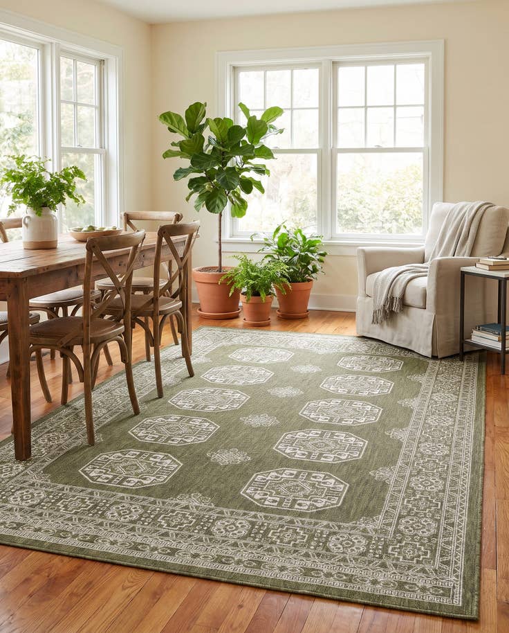Detail image of 185cm x 275cm Easy-Clean Traditional Indoor / Outdoor Rug