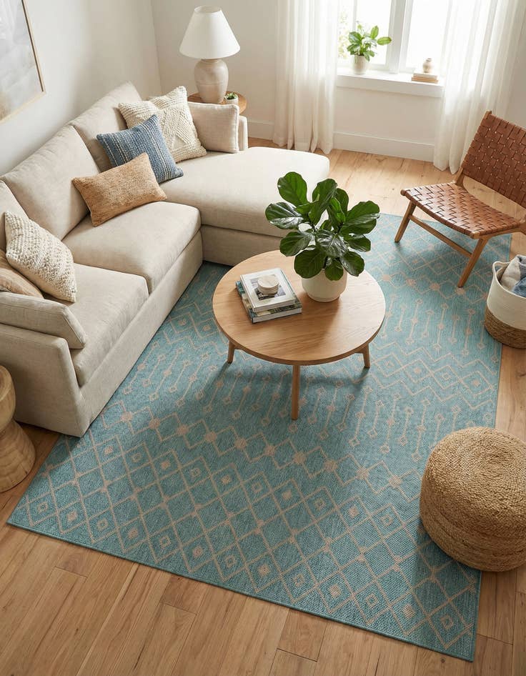 Detail image of 7' 10 x 10' Washable Lattice Indoor / Outdoor Rug