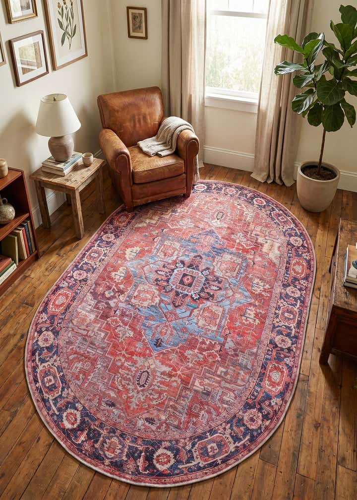 5' 3 x 8' Washable Maahru Oval Rug