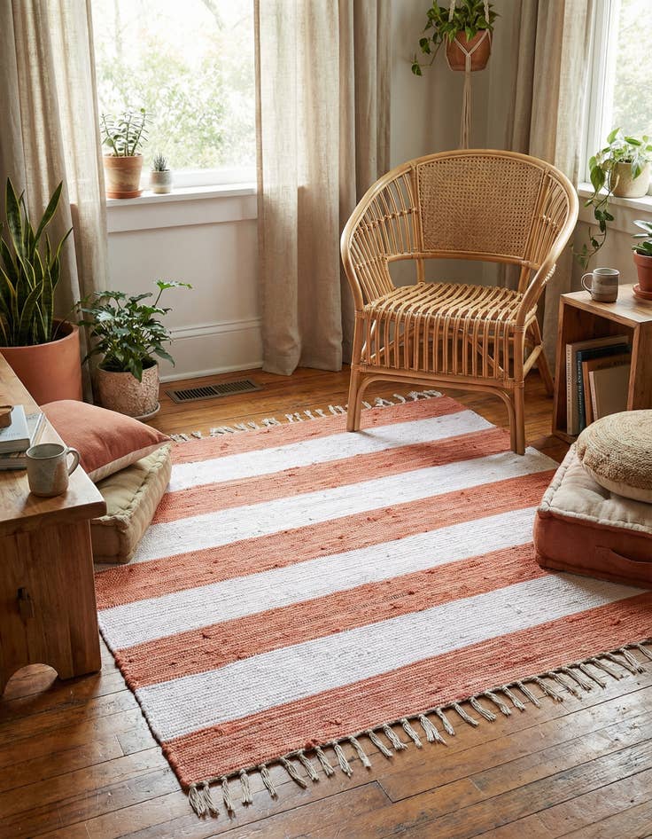 Detail image of 5' 1 x 5' 1  Hand Woven Chindi Rag Square Rug