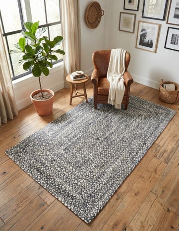 Gray Handmade Braided Chindi Rug