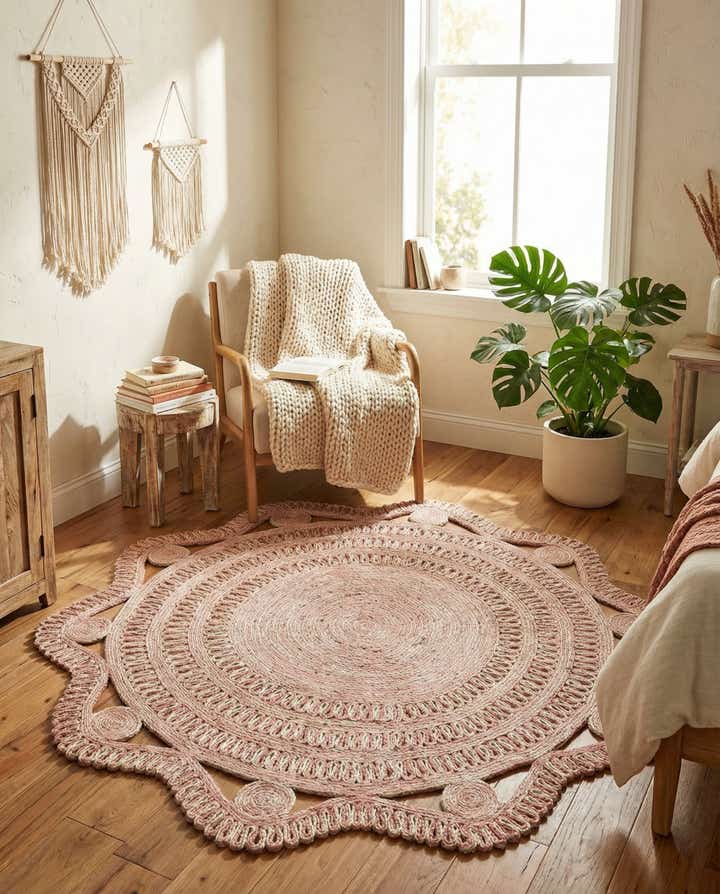 6' 1 x 6' 1 Handmade Braided Jute Round Rug
