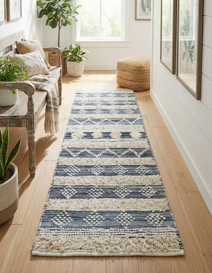 Detail image of 2' 7 x 10'  Hand Woven Cotton Chindi Runner Rug